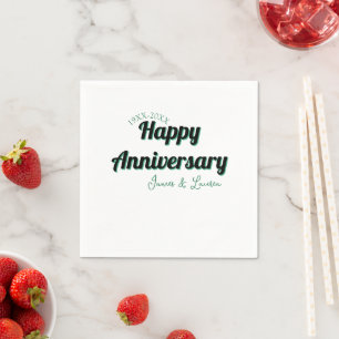 Servilleta De Papel Feliz aniversario boda nombre fecha año verde bla