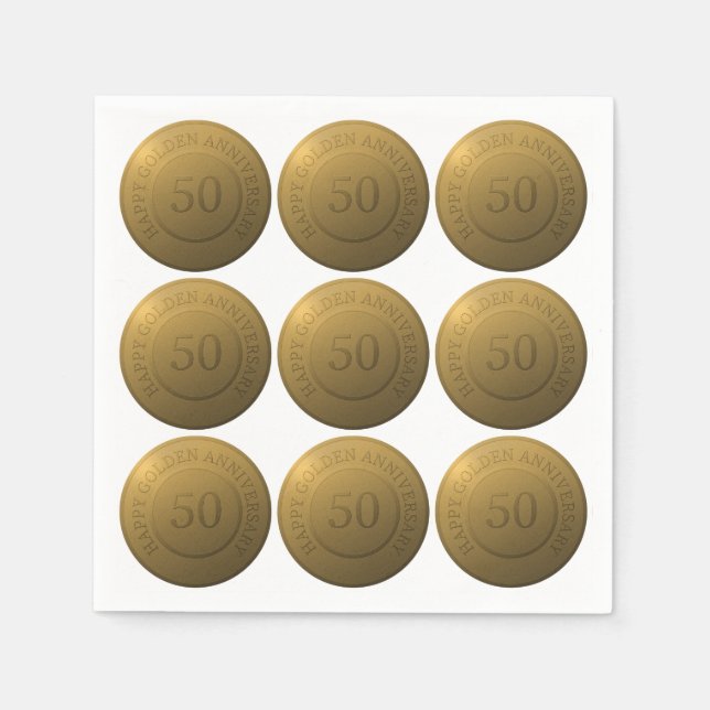 Servilleta De Papel Feliz aniversario de boda dorado (Anverso)