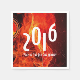 Servilleta De Papel Feliz Año Nuevo 2016, el mono rojo de fuego