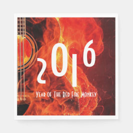 Servilleta De Papel Feliz Año Nuevo 2016, el mono rojo de fuego