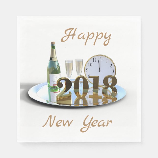 Servilleta De Papel Feliz Año Nuevo 2018 (Anverso)