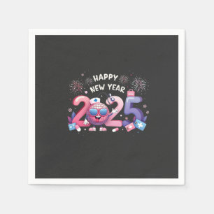 Servilleta De Papel Feliz Año Nuevo 2025 Enfermería Disco Ball Healthc