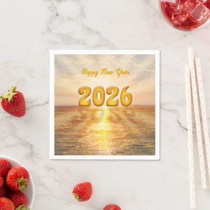 Servilleta De Papel Feliz Año Nuevo 2026 (texto personalizable)