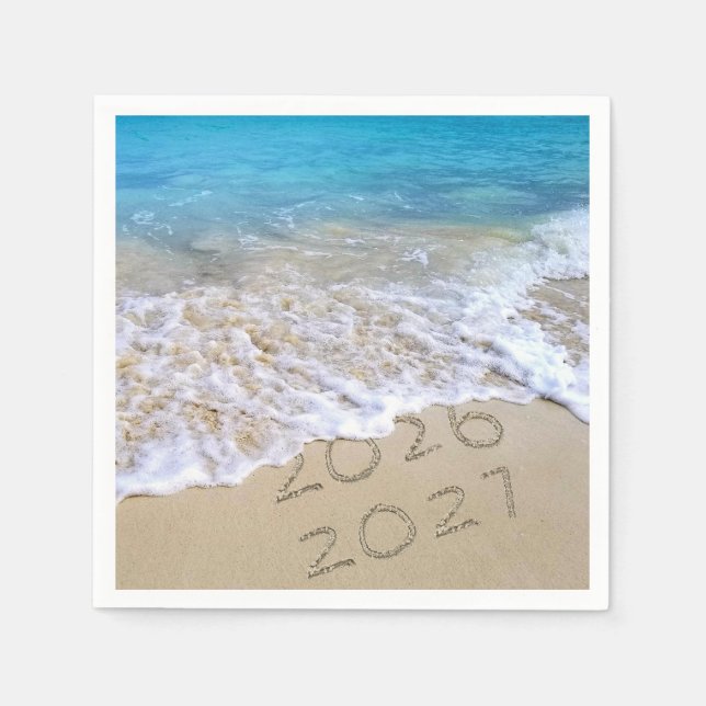 Servilleta De Papel Feliz Año Nuevo 2027 Ocean Beach (Anverso)