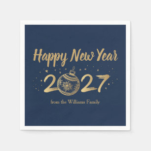 Servilleta De Papel Feliz Año Nuevo 2027 Personalizado Elegante
