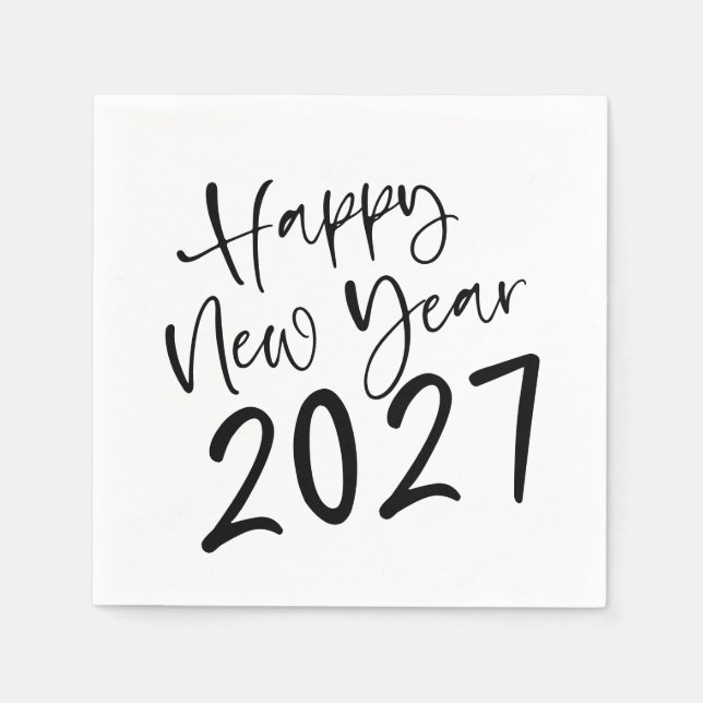 Servilleta De Papel Feliz Año Nuevo 2027 Script  (Anverso)