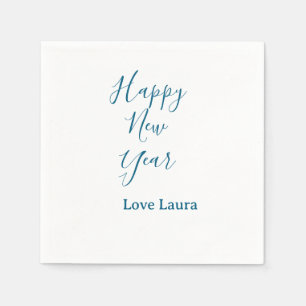 Servilleta De Papel Feliz año nuevo añádase nombre amor azul simple mí