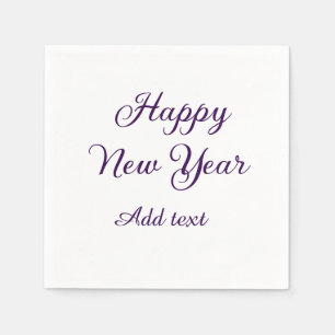 Servilleta De Papel Feliz año nuevo caligrafía morada simple minimalis
