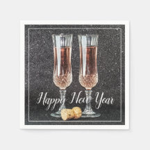 Feliz Año Nuevo Champagne Glass Paper Napkin