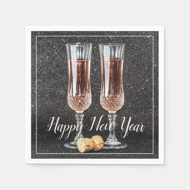 Servilleta De Papel Feliz Año Nuevo Champagne Glass Paper Napkin (Anverso)