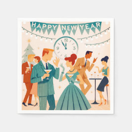 Servilleta De Papel Feliz Año Nuevo de mediados de siglo La Danza del