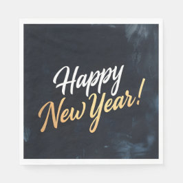Servilleta De Papel Feliz Año Nuevo Deep Blue Strokes
