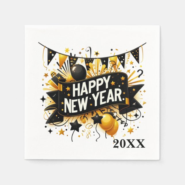 Servilleta De Papel Feliz Año Nuevo fiesta añada año (Anverso)
