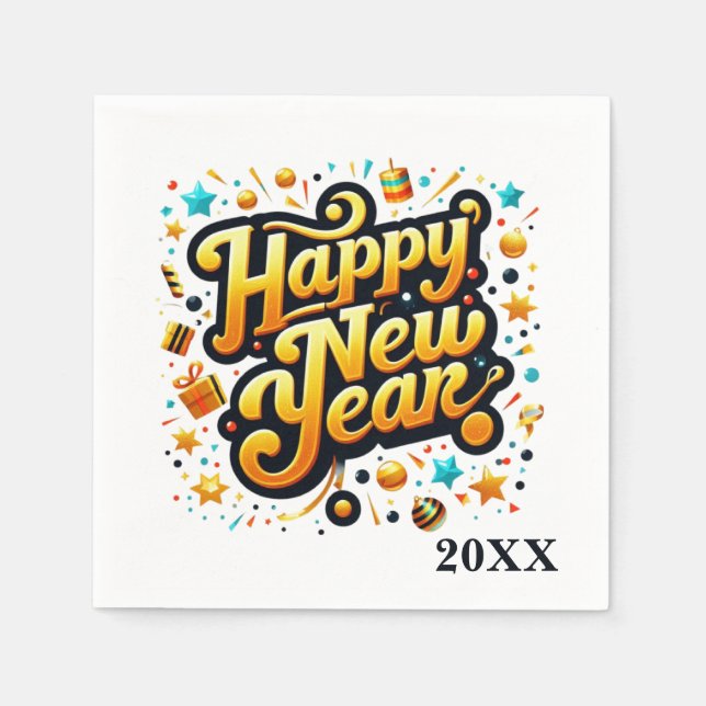 Servilleta De Papel Feliz Año Nuevo fiesta añada año (Anverso)