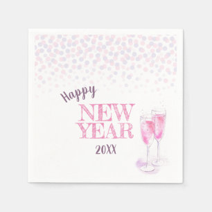 Servilleta De Papel Feliz Año Nuevo fiesta champán rosa