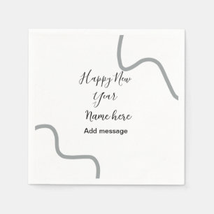 Servilleta De Papel Feliz año nuevo mensaje nombre gris simple festivo