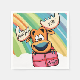 Servilleta De Papel Feliz Año Nuevo Moose - Diseño de celebraciones fe