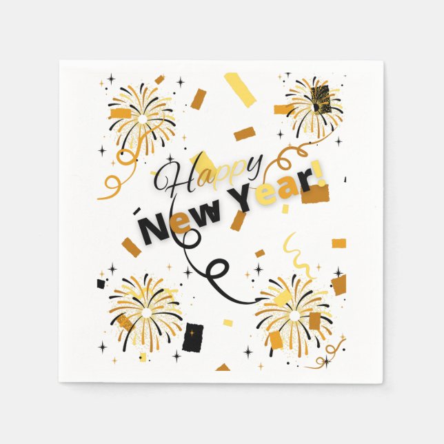 Servilleta De Papel Feliz Año Nuevo Servilletas de 3 capas (Anverso)