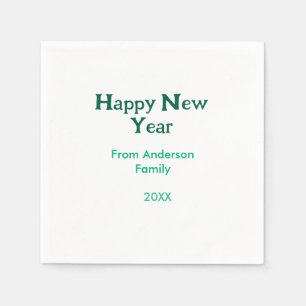 Servilleta De Papel Feliz año nuevo verde agregar nombre de familia añ