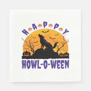 Servilleta De Papel Feliz Aullar O Ween Aullando Halloween Perro Esenc
