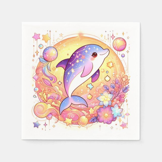 Servilleta De Papel Feliz Baby Shower de delfín simple (Anverso)