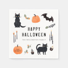 Feliz Bate de Calabaza de Gato de Halloween