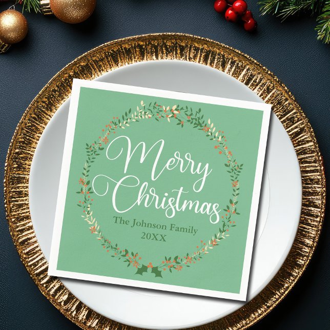 Servilleta De Papel Feliz Bonito navideña Fiesta Personalizado Green W (Subido por el creador)