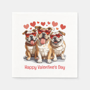 Servilleta De Papel Feliz Bulldog en inglés de San Valentín