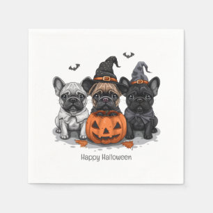Servilleta De Papel Feliz Bulldog francés de Halloween