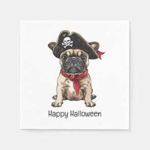 Servilleta De Papel Feliz Bulldog francés pirata de Halloween