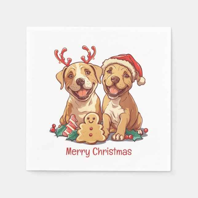 Servilleta De Papel Feliz Bulldog navideño (Anverso)