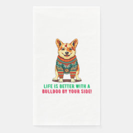 Servilleta De Papel Feliz bulldog navideño