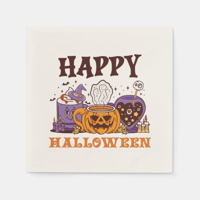 Servilleta De Papel Feliz café de Halloween Brew (Anverso)