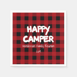 Servilleta De Papel Feliz Camper Red y Black Buffalo Plantado
