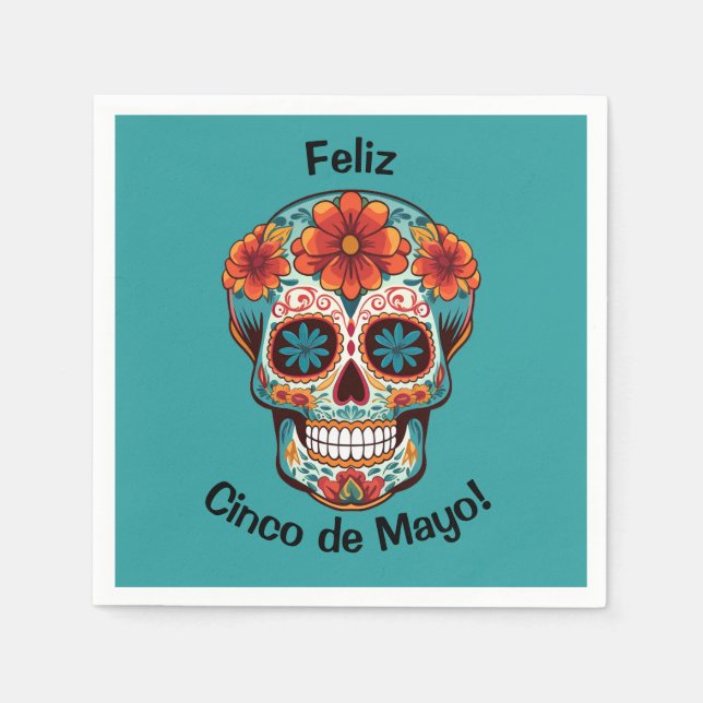 Servilleta De Papel ¡Feliz Cinco de Mayo! Sugar Skull (Anverso)