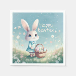 Servilleta De Papel Feliz Conejo de Pascua con huevos de Pascua