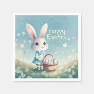 Servilleta De Papel Feliz Conejo de Pascua con huevos de Pascua