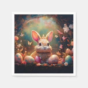 Servilleta De Papel Feliz Conejo de Pascua con huevos de Pascua