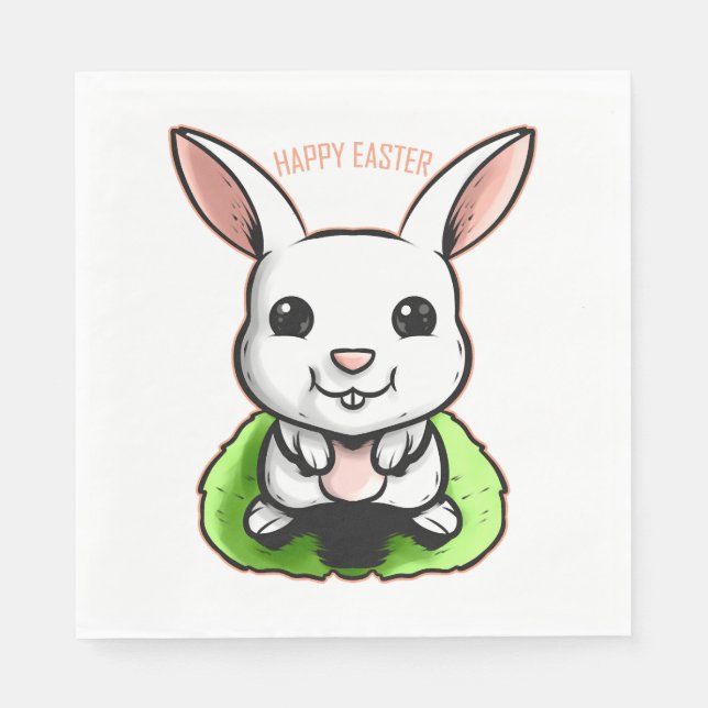 Servilleta De Papel Feliz Conejo De Pascua En Pascua (Anverso)