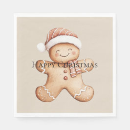 Servilleta De Papel Feliz Cookie de Gingerbread con Santa Hat