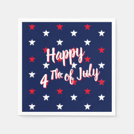 Servilleta De Papel Feliz cuarto de julio de estrellas blancas rojas y