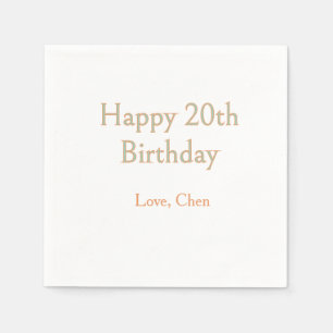 Servilleta De Papel feliz cumpleaños 20 verde naranja pastel nombre fe