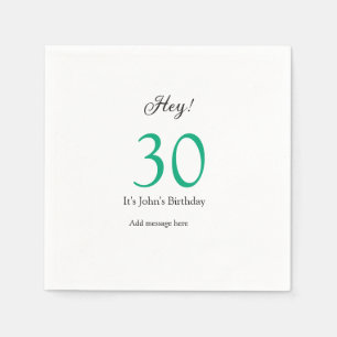 Servilleta De Papel Feliz cumpleaños 30 en letra verde negra y negrita