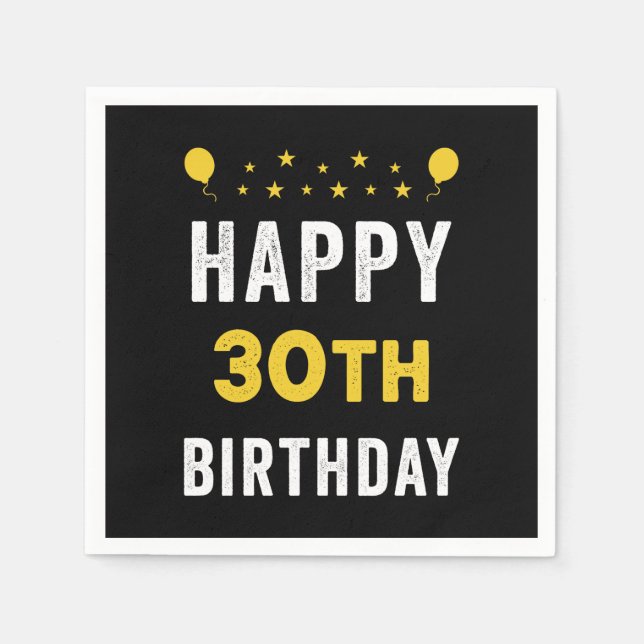 Servilleta De Papel Feliz cumpleaños 30 Fiesta de celebración tricenar (Anverso)