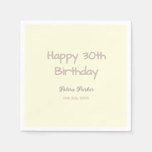 Servilleta De Papel feliz cumpleaños 30 rosa amarillo gris nombre en p