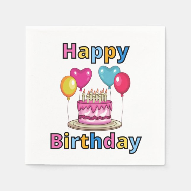 Servilleta De Papel Feliz cumpleaños 3 Ply Napkins (Anverso)