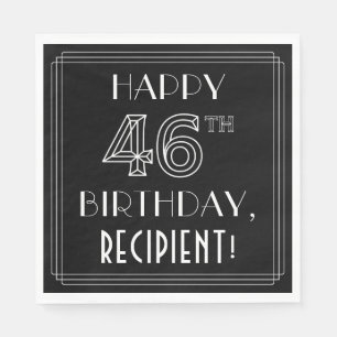 Servilleta De Papel FELIZ CUMPLEAÑOS 46; Estilo Art Deco; Nombre perso