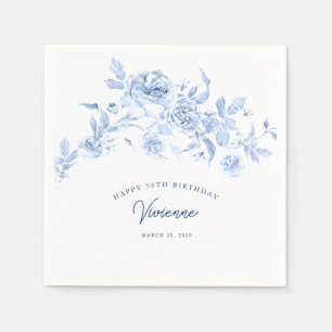 Servilleta De Papel Feliz cumpleaños 50.º Rosa azul Personalizado flor