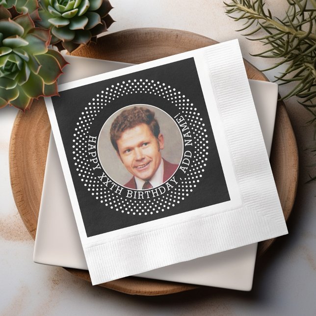 Servilleta De Papel Feliz cumpleaños 50 - sobre la colina negra - foto (Personalized Over the Hill Birthday Napkins)