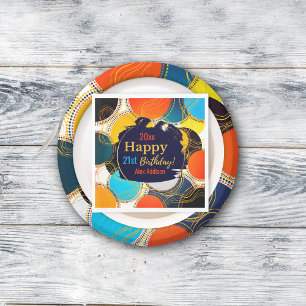 Servilleta De Papel Feliz cumpleaños 80 Retro Resumen Fiesta Personali